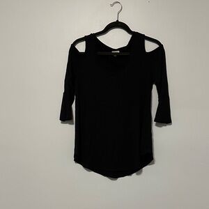 Elegant Black Cold Shoulder Long Sleeve Top
